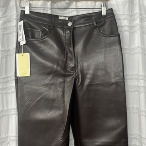 NWT BROWN MELNIA LEATHER ANKLE LENGTH PANT